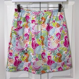 B-Skinz “Festive Flamingos” Skort – Golf Tennis Pickleball XS NWOT